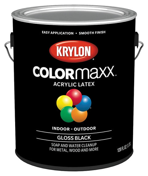 Krylon K05648007 Paint, Gloss, Black, 1 gal, Pack of 2
