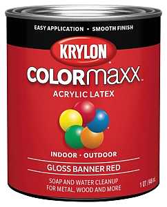 Krylon K05616007 Paint, Gloss, Banner Red, 32 oz, 100 sq-ft Coverage Area