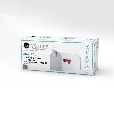 Gibraltar Mailboxes ADM11W01 Mailbox, 800 cu-in Capacity, Aluminum, Powdered, 6.9 in W, 20.8 in D, 9-1/2 in H, White