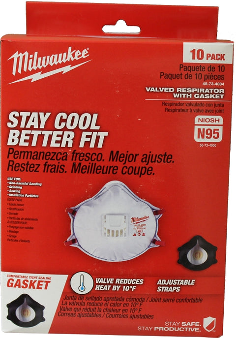 Milwaukee 48-73-4004 Valved Respirator, 10/PK