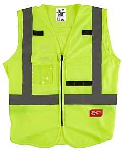 Milwaukee 48-73-5022 High-Visibility Safety Vest, L, XL, Unisex, Fits to Chest Size: 42 to 46 in, Polyester, Yellow