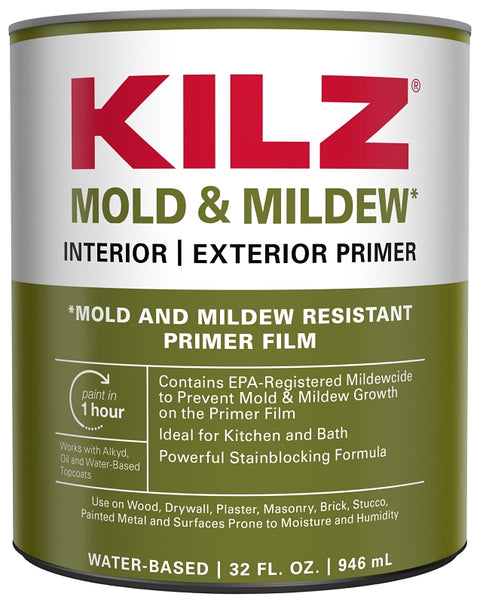 Kilz L204614 Primer, 300 to 400 sq-ft/gal Coverage Area, White, 1 qt