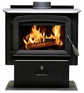 US Stove Ashley Hearth Wood Stove AW2020E-P Pedestal Stove, 27 in W, 20-1/4 in D, 30.78 in H, 89000 Btu Heating, Steel