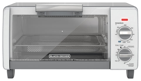 Black+Decker TO1785SG Toaster Oven, 1150 W, 4-Slice, Knob Control, Gray/Silver