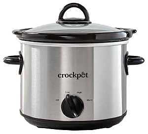 Crock-Pot 2135591 Slow Cooker, 3 qt Capacity, 110 VAC, 3200 W, Manual, Stainless Steel/Stoneware, Silver
