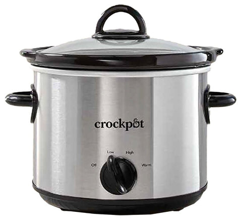 Crock-Pot 2135591 Slow Cooker, 3 qt Capacity, 110 VAC, 3200 W, Manual, Stainless Steel/Stoneware, Silver