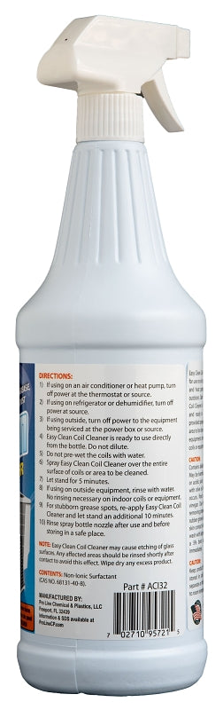 Easy Clean 58461 Air Conditioner Coil Cleaner, Liquid, 32 oz, Bottle