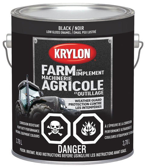 Krylon 1965 Farm Equipment Paint, High-Gloss, Black, 128 oz, Pack of 4
