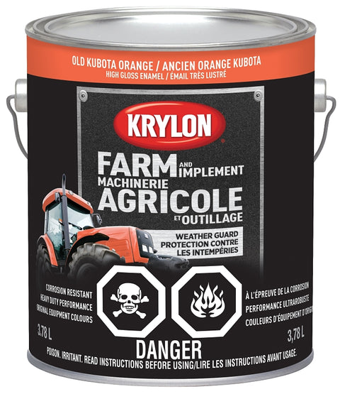 Krylon 1978 Farm Equipment Paint, High-Gloss Sheen, Old Kubota Orange, 128 oz, 50 to 200 sq-ft/gal Coverage Area, Pack of 4