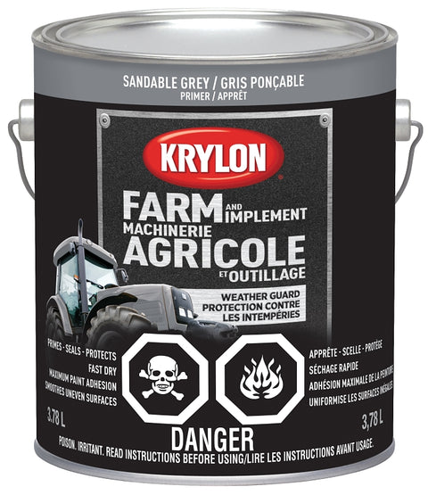 Krylon 419810000 Farm and Implement Primer, 128 oz, Sandable Gray, Pack of 4