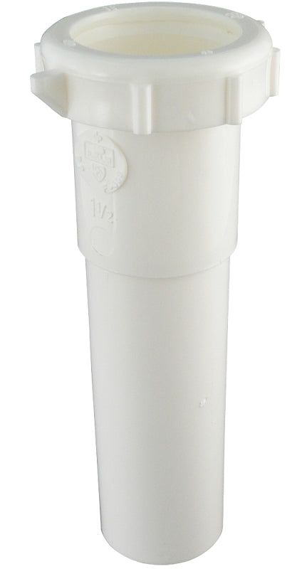 Plumb Pak PP55-2W Pipe Extension Tube, 1-1/2 in, 6 in L, Slip Joint, Polypropylene, White