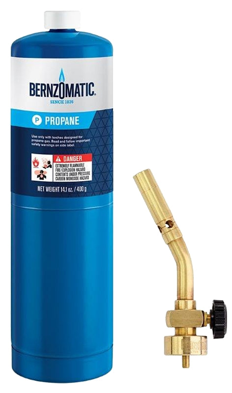 BernzOmatic UL100 Torch Kit, Includes: 14.1 oz Propane Cylinder, UL2317 Torch, Brass, Pack of 3