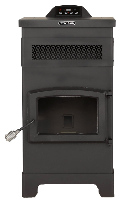 Vogelzang VG5770 Free-Standing Pellet Stove with Hopper, 23 in W, 23-1/2 in D, 44 in H, 48,000 Btu Heating, Iron, Black