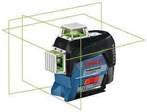 Bosch GLL330-80CGL Three-Plane Leveling and Alignment Laser, 115 ft without Receiver, 400 ft with Receiver, Green Laser