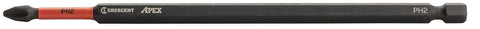 Crescent APEX Vortex CAVB6PH2 Impact Power Bit, #2 Drive, Phillips Drive, 1/4 in Shank, Hex Shank, 6 in L, Steel, Pack of 4
