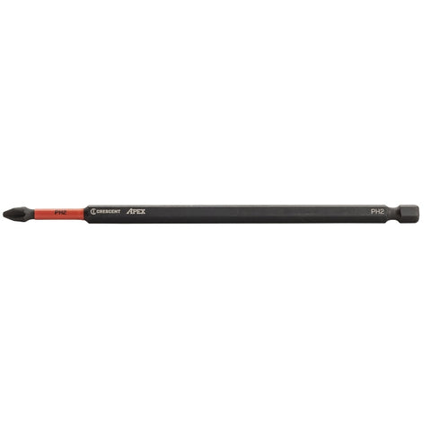 Crescent APEX Vortex CAVB6PH2 Impact Power Bit, #2 Drive, Phillips Drive, 1/4 in Shank, Hex Shank, 6 in L, Steel, Pack of 4