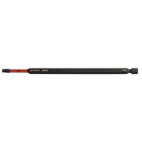 Crescent APEX Vortex CAVB6T25 Impact Power Bit, T25 Drive, Torx Drive, 1/4 in Shank, Hex Shank, 6 in L, Steel, Pack of 4