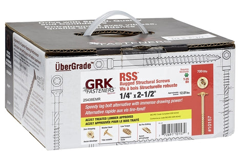 Grk Reverse Thread GRK Fasteners RSS 10157 Structural Screw, 1/4 in Thread, 2-1/2 in L, W ...
