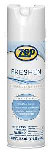 Zep 1050017 Freshen Disinfectant Spray, 15.5 oz Aerosol Can, Characteristic, Clear/Light Yellow