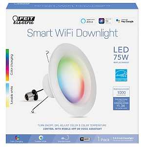 Feit Electric LEDR6/RGBW/AG/RP Smart Wi-Fi Enabled 6 Downlight, 75W Replacement, 1000 Lumens, Tunable White Color Temp and RGBW Color Changing
