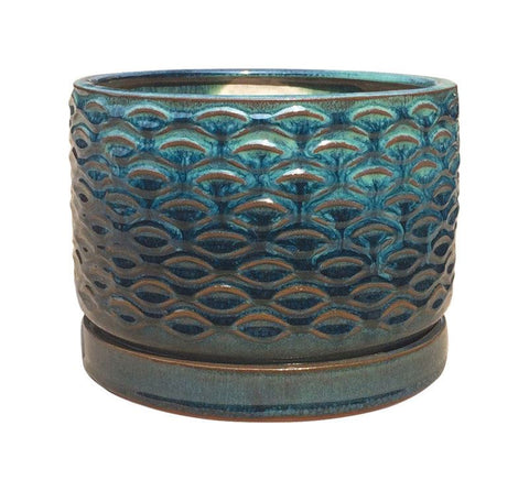 Trendspot 8 in. W Blue Ceramic Planter