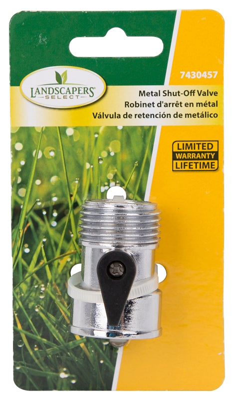 Landscapers Select GC5043L Hose Shut-Off Valve, 3/4 in, Female, 1 -Port/Way, Zinc Body, Silver, Chrome