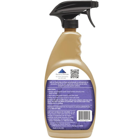 Granite Gold GG0047 Clean and Shine Spray, 24 oz, Bottle, Liquid, Lemon Citrus, Clear/Haze, Pack of 6