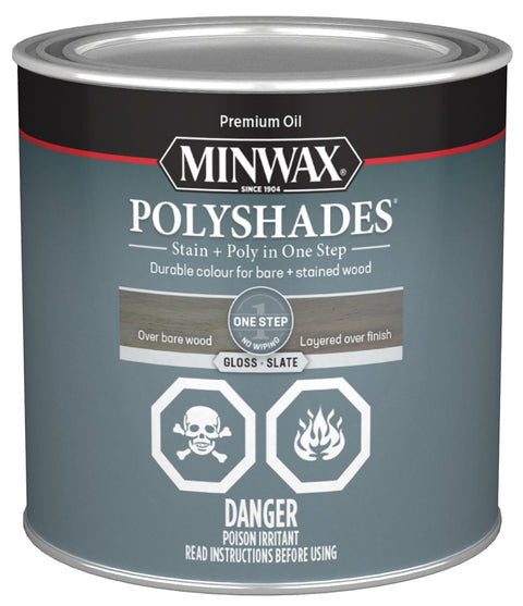 Minwax PolyShades CM2149844 Stain, Gloss, Slate, 0.5 pt