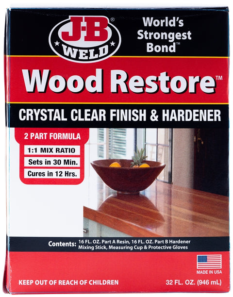 J-B Weld 40002 Epoxy Wood Restore Kit, Liquid, Slight, Clear, 32 oz, Pack of 3