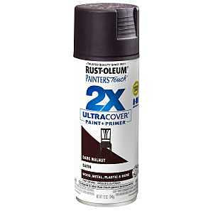 Rust-Oleum Painter's Touch 2X Ultra Cover 334064 Spray Paint, Satin, Dark Walnut, 12 oz, Aerosol Can