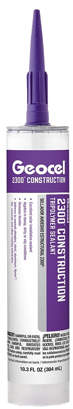 Geocel 2300 Series GC66902 Construction Tripolymer Sealant, Gray, 10.3 fl-oz, Cartridge, 1/EA, Pack of 24