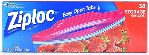 Ziploc 320 Storage Bag, Double Zipper Closure, 10-3/4 in W, 10-9/16 in L, 1 gal Capacity, Plastic
