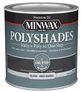 Minwax PolyShades 214994444 Interior Wood Stain, Gloss, Aged Barrel, Liquid, 0.5 pt