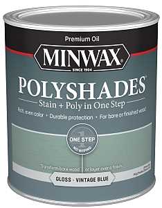 Minwax PolyShades 614944444 Interior Wood Stain, Gloss, Vintage Blue, Liquid, 1 qt