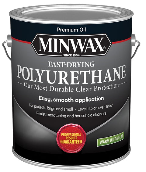 Minwax Fast-Drying 319030000 Polyurethane Wood Finish, Warm Ultra-Flat, Liquid, Clear, 1 gal, Pack of 2