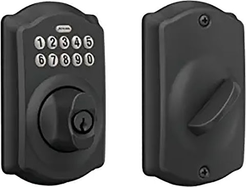Schlage BE365 V CAM 622 Electronic Deadbolt, 19 Number of User Codes, 1 in Projection, Matte Black, Residential
