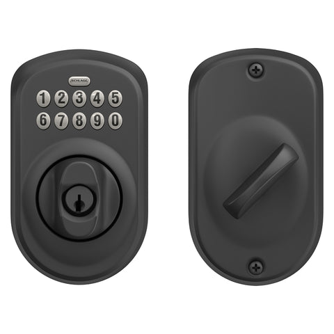 Schlage BE365 V PLY 622 Electronic Deadbolt, 19 Number of User Codes, 1 in Projection, Matte Black, 1 Grade, 1/CD