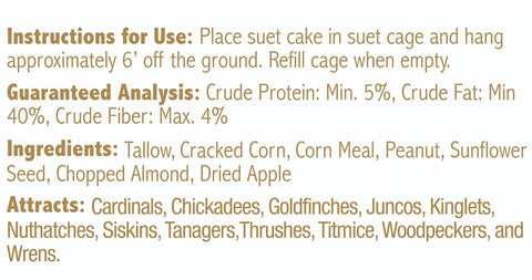 Heath DDC4-12 Cracked Corn Crafted Suet Cake, 11.75 oz, Peanut Apple