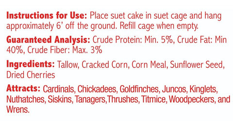 Heath DDC2-12 Cracked Corn Crafted Suet Cake, 11.75 oz, Cherry Sunflower