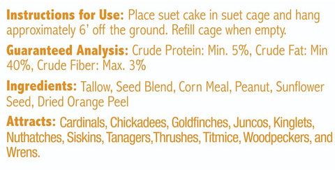 Heath DDC3-12 Sunflower Seed Wild Bird Seed, 11.75 oz, Crafted Suet, Cake, Pack