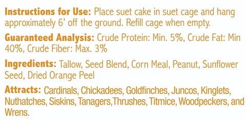 Heath DDC3-12 Sunflower Seed Wild Bird Seed, 11.75 oz, Crafted Suet, Cake, Pack