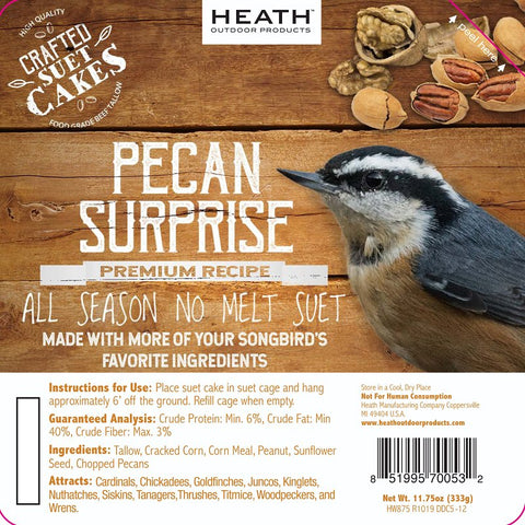 Heath DDC5-12 Cracked Corn Crafted Suet Cake, 11.75 oz, Pecan Sunrise