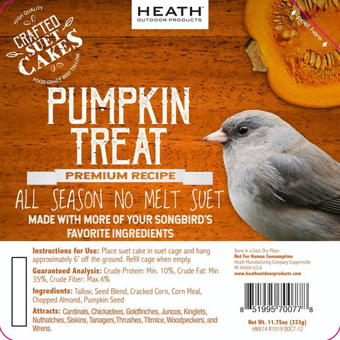 Heath DDC7-12 Cracked Corn Crafted Suet Cake, 11.75 oz, Pumpkin