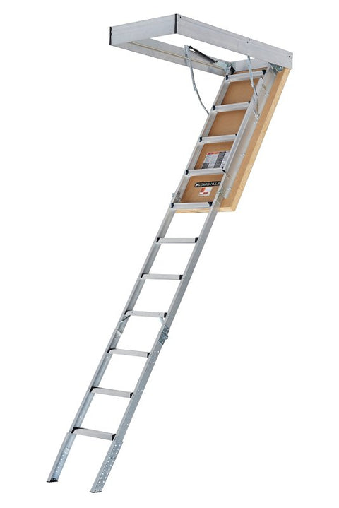 Louisville AEE3010 Energy Efficient Attic Ladder, 7.58 to 10.25 ft H Ceiling, 30 x 54 in Ceiling Opening, 375 lb