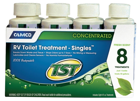 Camco USA 40221 RV Toilet Treatment, Transparent Green, 4 oz Bottle, Liquid, Fresh Fragrance, Pack of 4