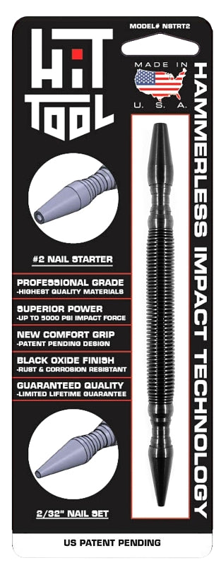 Hit Tool NSTRT2 Hammerless Nail Starter and Set, 2/32 in Tip, 7 in L ...