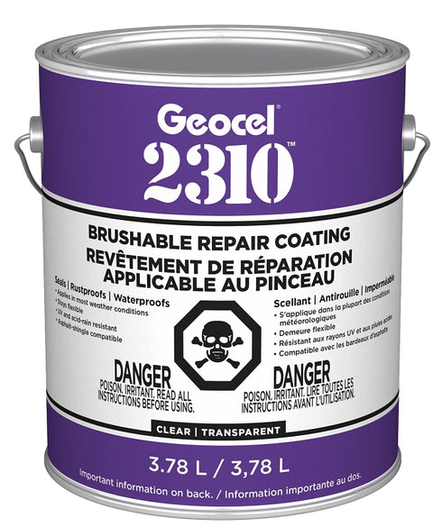Geocel 2310 Series GC65310 Repair Coating, Liquid, Crystal Clear, 1 gal, Can, Pack of 4