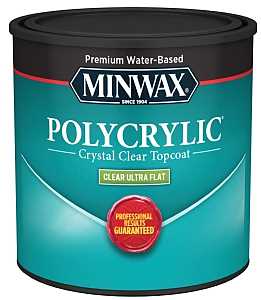 Minwax Polycrylic 211114444 Waterbased Polyurethane, Ultra Flat, Liquid, 0.5 pt