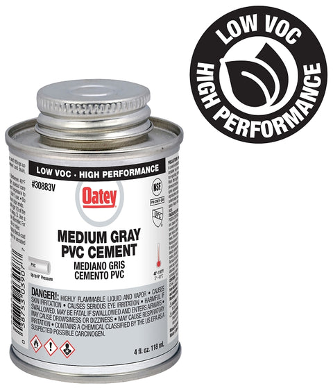 Oatey 30883V Medium-Bodied Fast Set Cement, 4 oz Can, Liquid, Gray