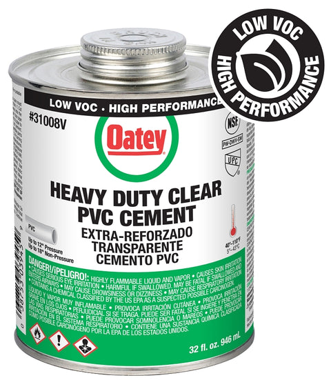 Oatey 310083V Heavy-Duty Medium Set Cement, 32 oz Can, Liquid, Clear